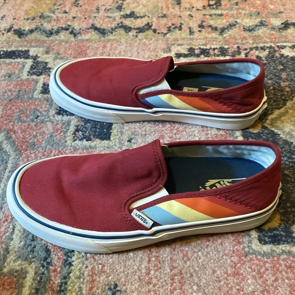Red & Rainbow Slip On Vans (Ultra Cush) M8 W9.5 - Picture 4 of 10